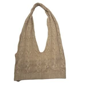 Free People NWOT‎ Knit Halter Backless Top in Beige/Tan Size Medium